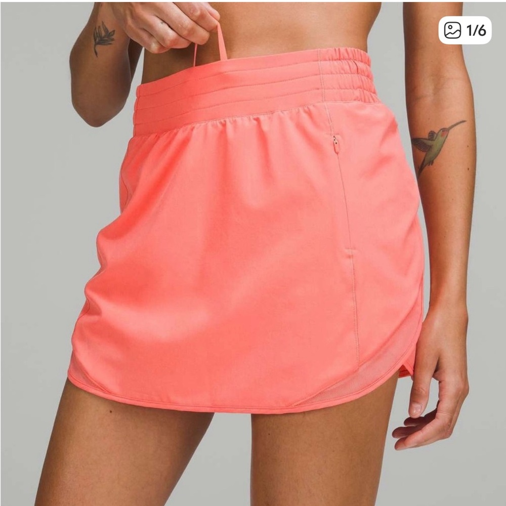NWOT- Lululemon Hotty Hot Coral Tennis Skort